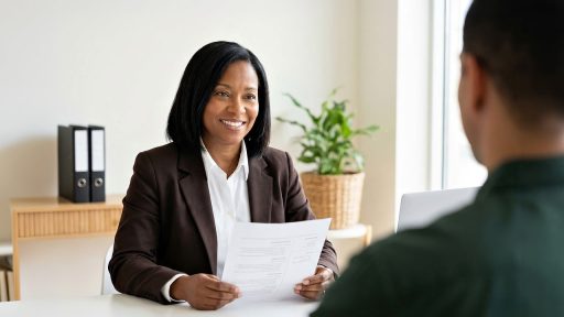 HR-professional in overleg op kantoor over salaris en personeelsbeleid